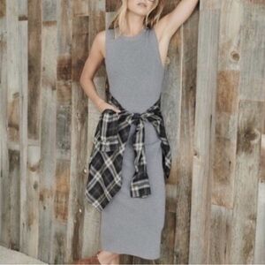 Jenni Kayne cotton cashmere sweater midi dress, Grey, sz M